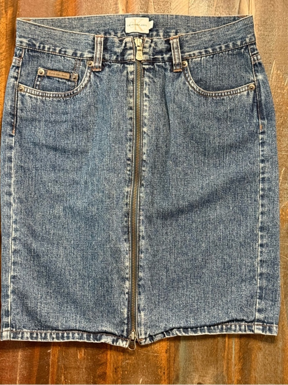 Calvin Klein Jeans Size 1 Vintage Denim Mini Skirt Y2K Zip Front GUC